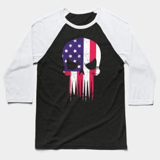 Usa Flag American Skull Military Veteran Patriotic Army  T-Shirt Baseball T-Shirt